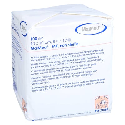 Mullkompressen 10x10 cm unsteril 8fach MaiMed
