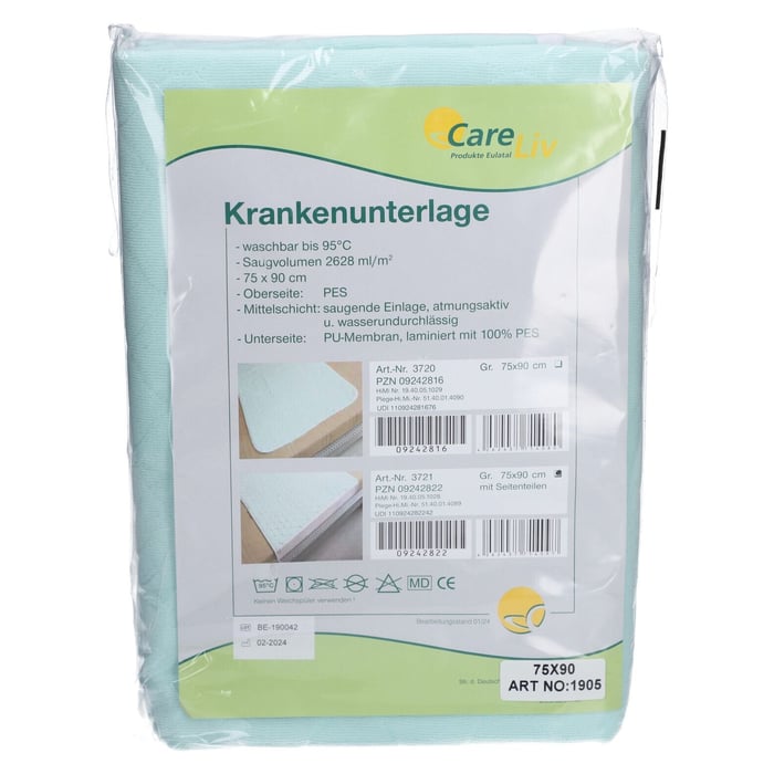 Krankenunterlage waschbar mit Seitenteilen 75x90 cm