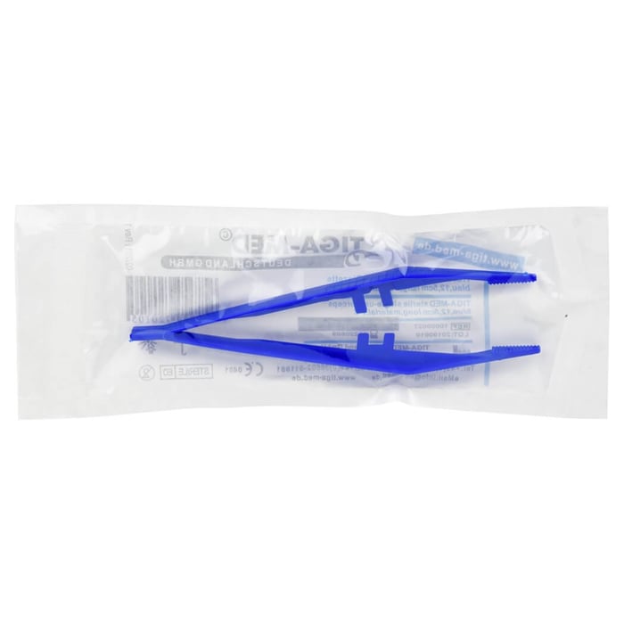 Pinzette Einmal steril Plastik blau