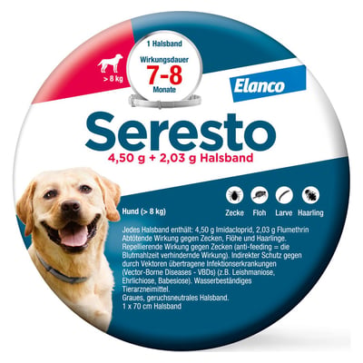 Seresto 4,50 g + 2,03 g Halsband für Hunde ab 8 kg