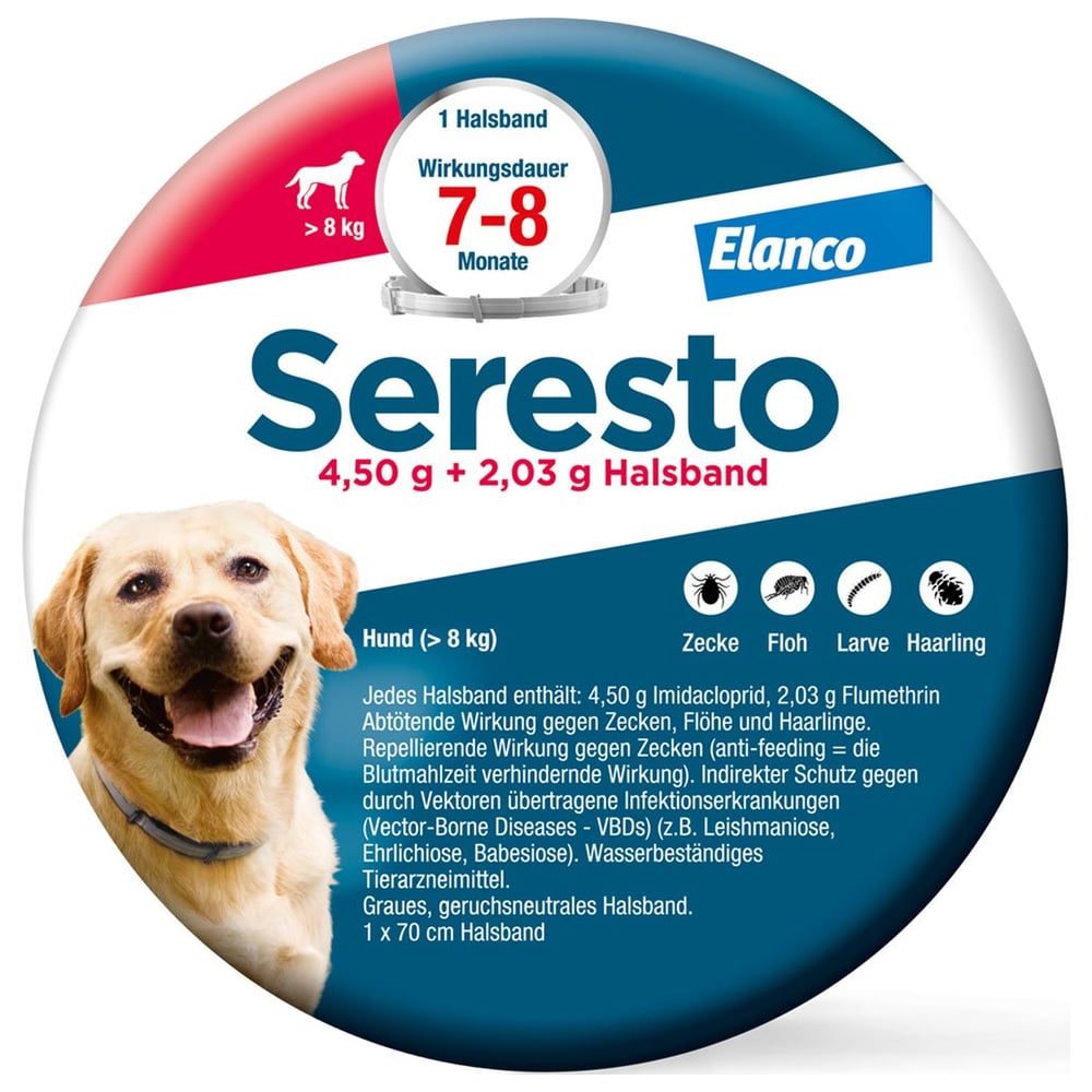 Seresto 4,50g + 2,03g Halsband für Hunde ab 8kg