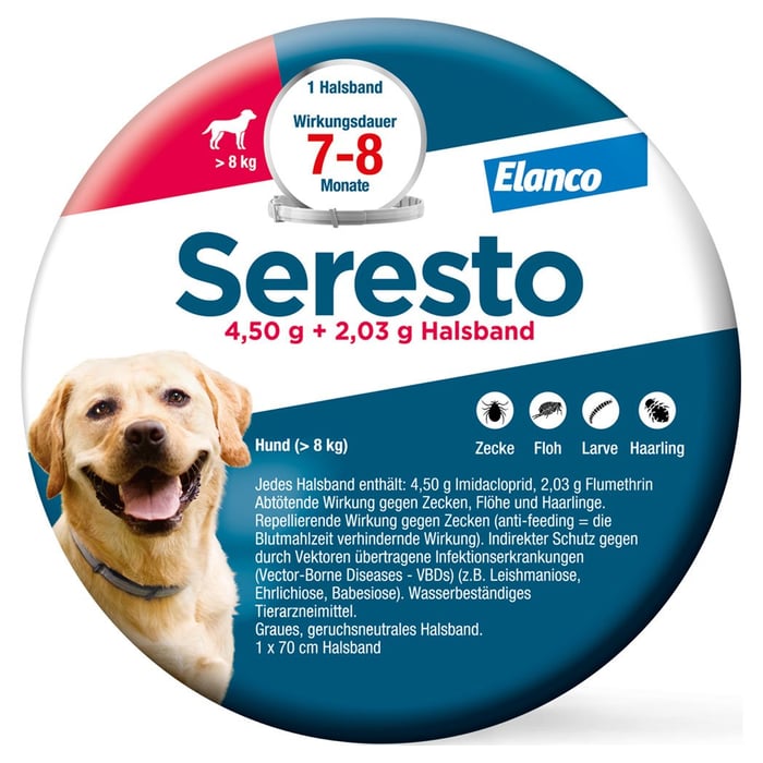 Seresto 4,50g + 2,03g Halsband für Hunde ab 8kg