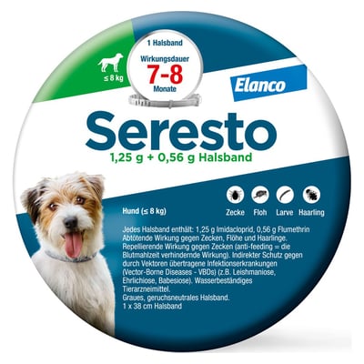 Seresto 1,25 g + 0,56 g Halsband für Hunde bis 8 kg