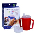 Einnehmebecher m.2 Griffen+2 Deckel 4+12 mm rot