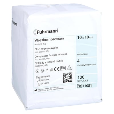 Vlieskompressen 10x10 cm 4-lagig 40 g unsteril