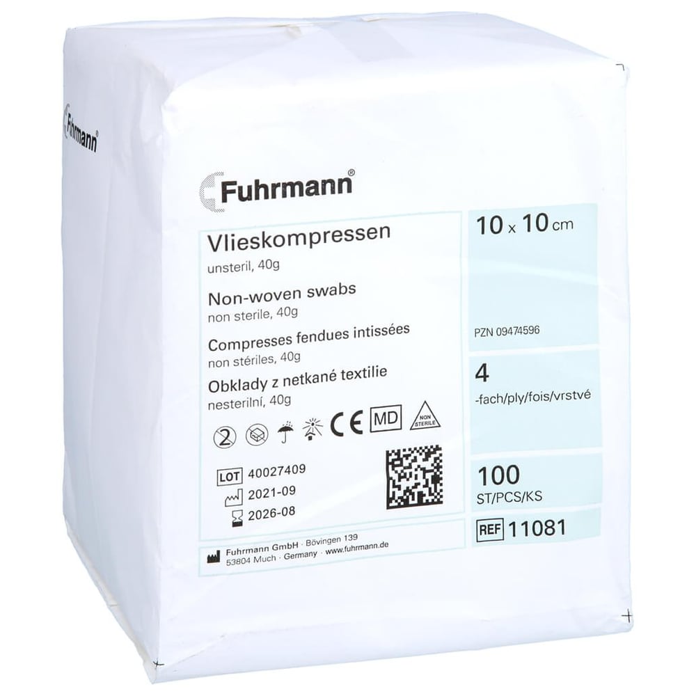 Vlieskompressen 10x10cm 4-lagig 40g unsteril
