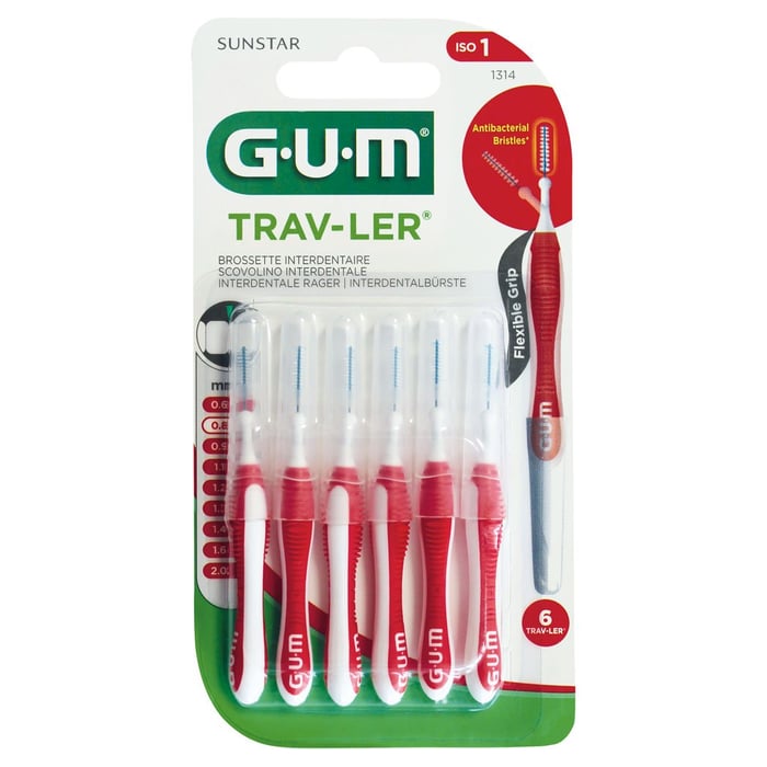 Gum Trav-ler 0,8mm Kerze rot Interdental+6Kappen