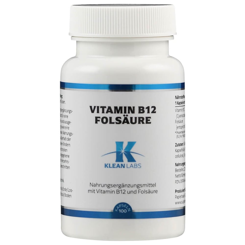 Vitamin B12+Folsäure Klean Labs Kapseln