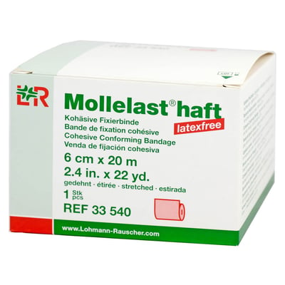 Mollelast haft latexfrei rot 6 cm x 20m gedehnt Produktbild 1