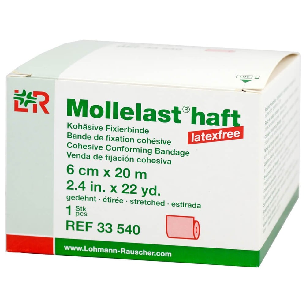 Mollelast haft latexfrei rot 6cm x 20m gedehnt