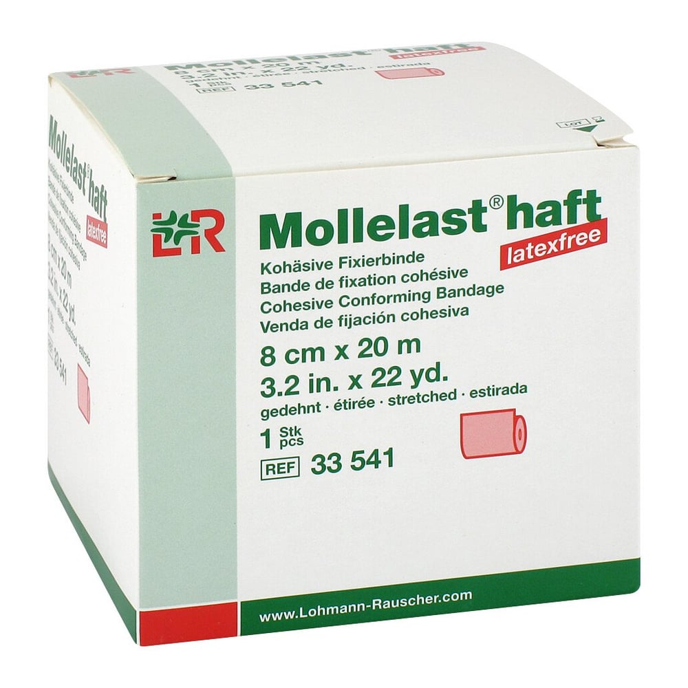Mollelast haft latexfrei rot 8cm x 20m gedehnt