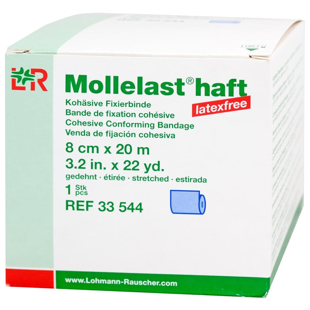 Mollelast haft Binden latexfrei 8 cmx20 m blau