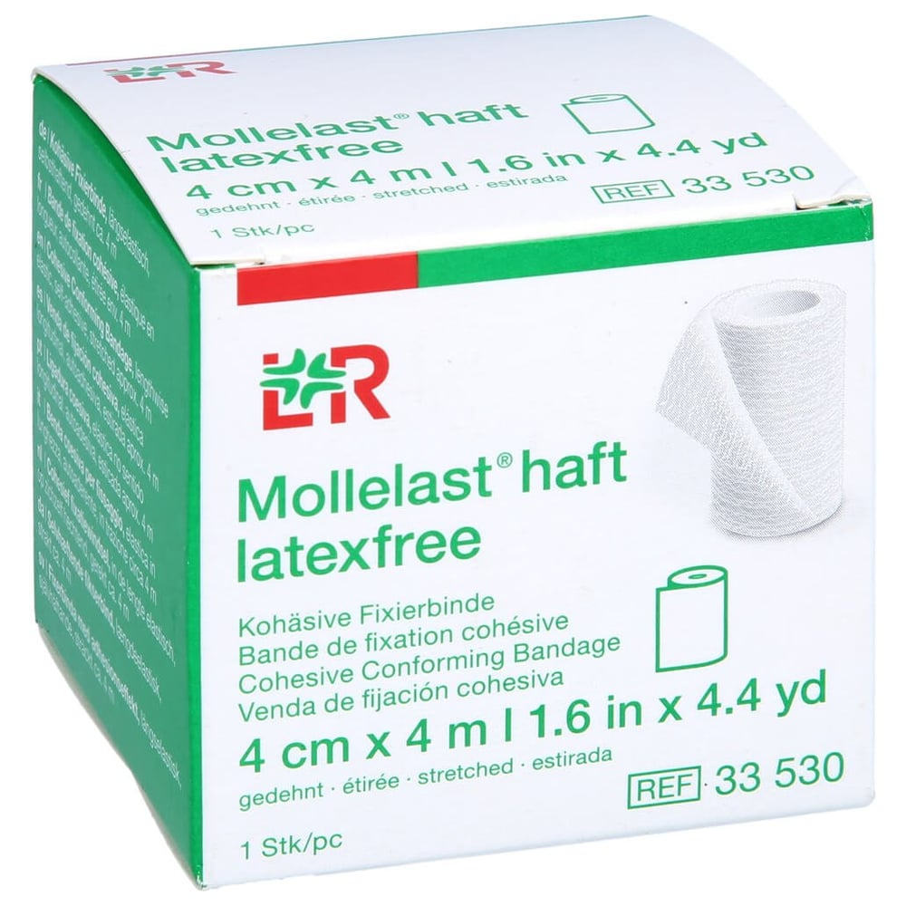 Mollelast haft latexfrei weiß 4cm x 4m gedehnt