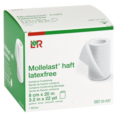 Mollelast haft latexfrei weiß 8 cm x 20m gedehnt Produktbild 1