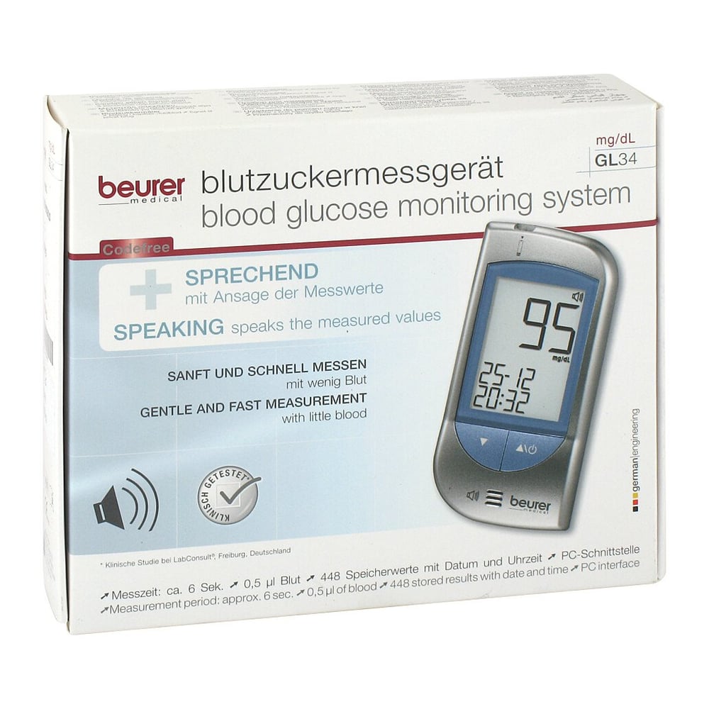 Beurer GL 34 Blutzuckermessgerät mg/dl