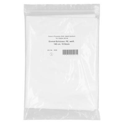 SCHÜRZE Einmal PE weiß 140 cm unsteril