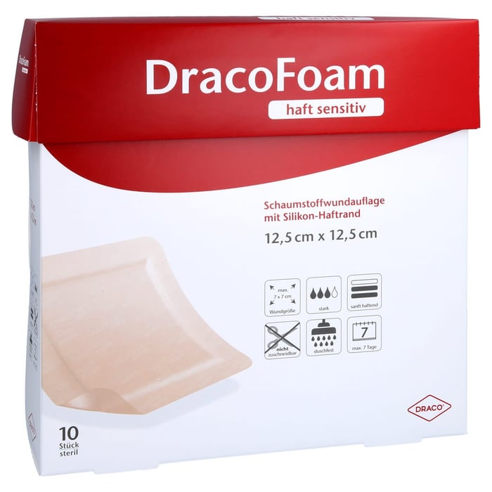 Dracofoam Haft sensitiv Schaumst.Wund.12,5x12,5 cm