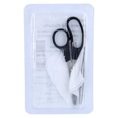 Fadenzieh Set steril Schere + Pinzette