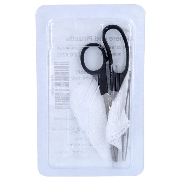 Fadenzieh Set steril Schere + Pinzette