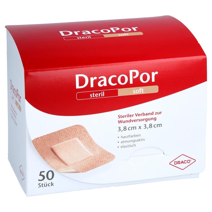 Dracopor Wundverband 3,8x3,8 cm steril hautfarben