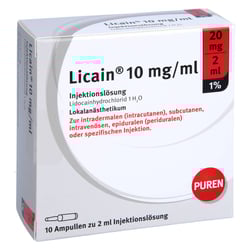 Licain 1% 10 mg/ml Inj.Lsg. 20mg/2ml Glasampullen