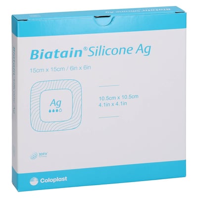 Biatain Silicone Ag Schaumverband 15x15 cm