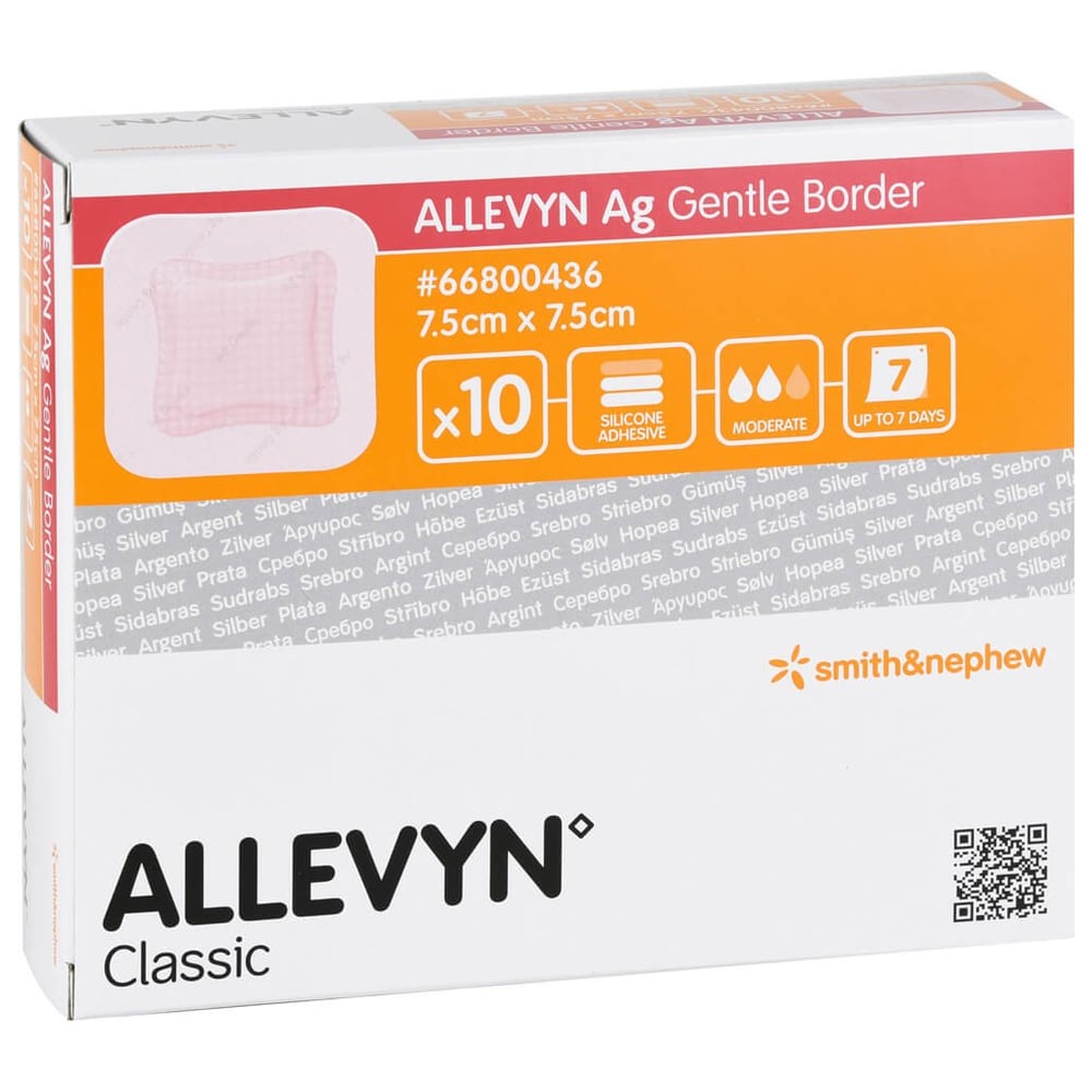 Allevyn Ag Gentle Border 7,5x7,5 cm Wundverband