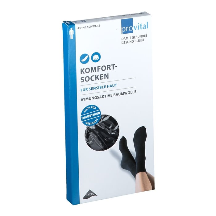 Provital Komfortsocken men Größe 43-46 schwarz Produktbild 1