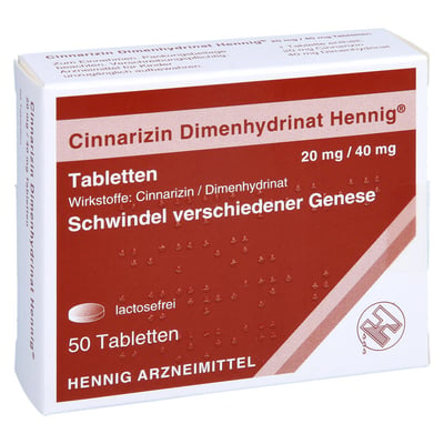 Cinnarizin Dimenhydrinat Hennig 20 mg/40 mg Tabletten Produktbild 1