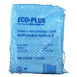Einmalwaschhandschuh Eco-Plus blau-weiß genäht