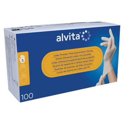 Alvita Latex Untersuchungshandschuhe puderfrei S