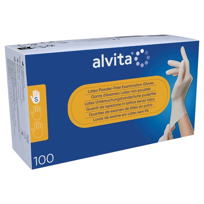 Alvita Latex Untersuchungshandschuhe puderfrei S