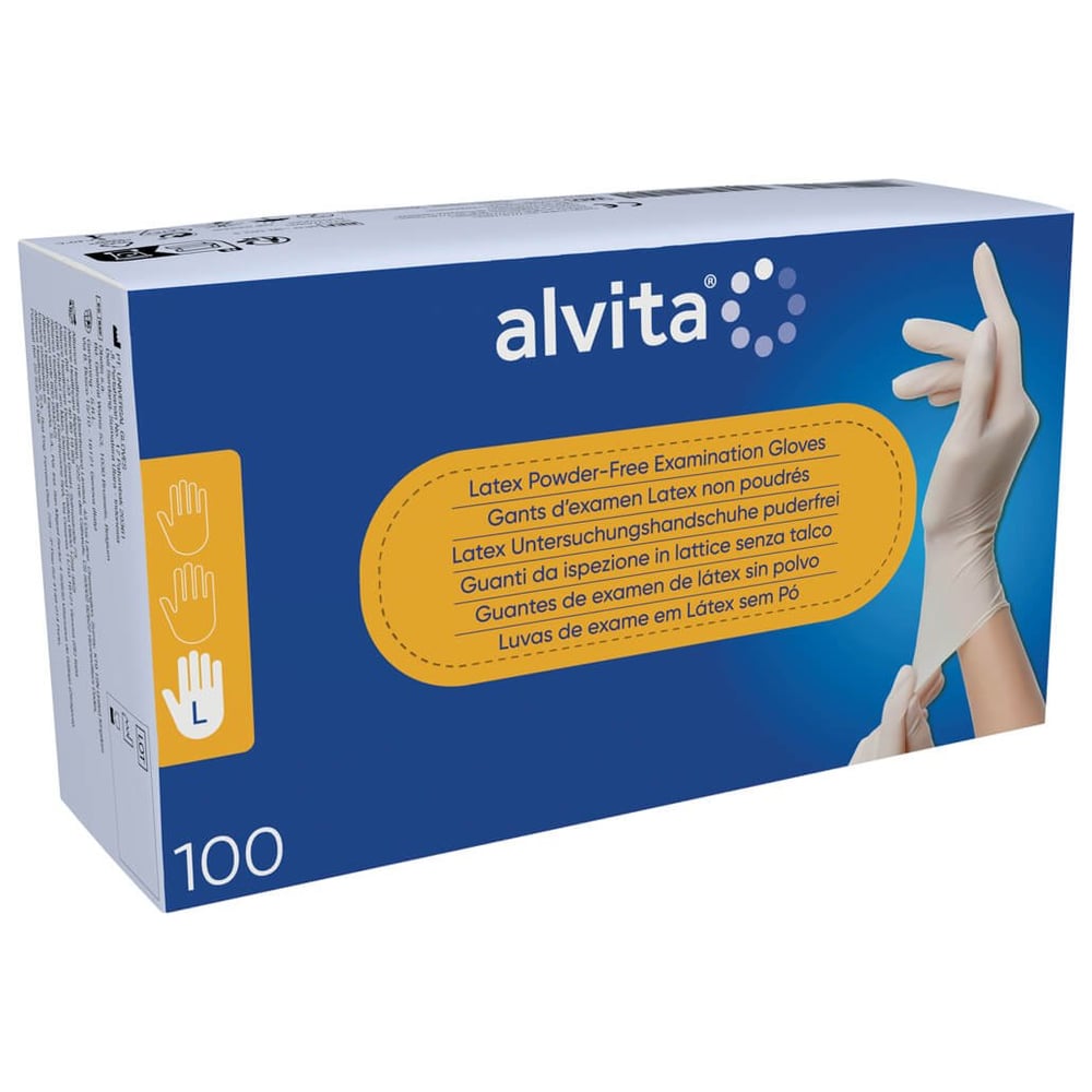 Alvita Latex Untersuchungshandschuhe puderfrei L