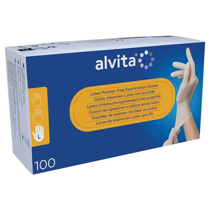 Alvita Latex Untersuchungshandschuhe puderfrei L