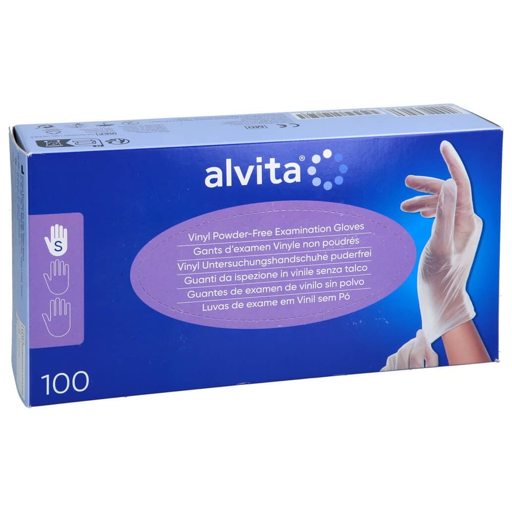 Alvita Vinyl Untersuchungshandschuhe puderfrei S