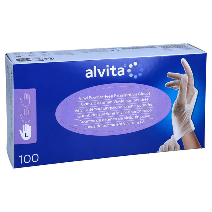 Alvita Vinyl Untersuchungshandschuhe puderfrei L