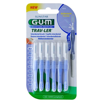 Gum Trav-ler 0,6mm Kerze hellblau Interdentalbür.