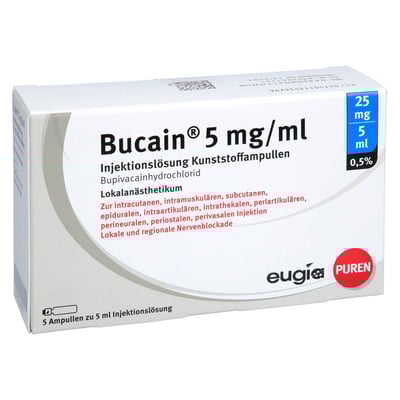 Bucain 0.5% 5mg/ml 25mg/5ml Luer-Lock Amp.