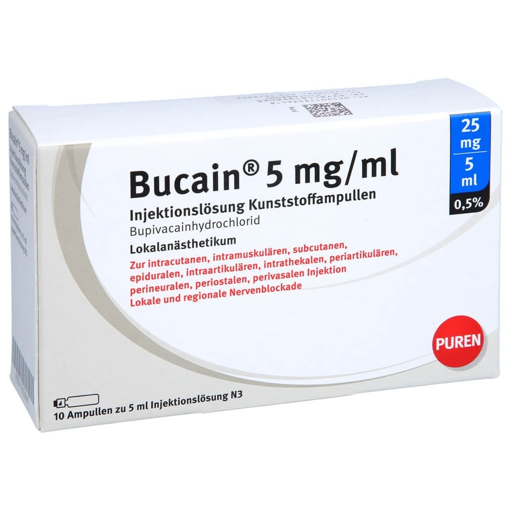 Bucain 0.5% 5mg/ml L. 25mg/5ml Luer-Lock Amp.