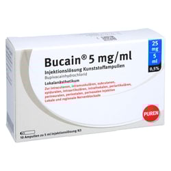 Bucain 0.5% 5mg/ml L. 25mg/5ml Luer-Lock Amp.