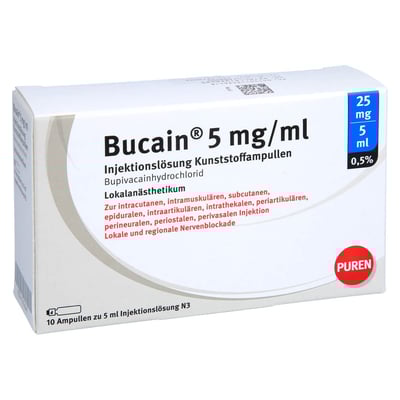 Bucain 0.5% 5mg/ml L. 25mg/5ml Luer-Lock Amp.