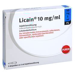 Licain 1% 10 mg/ml Inj.Lsg. 50mg/5ml Glasampullen