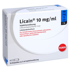 Licain 1 % 10 mg/ml Injektion Lösung 50 mg/5 ml Glasampullen