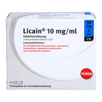 Licain 1 % 10 mg/ml Injektion Lösung 50 mg/5 ml Glasampullen Produktbild 2