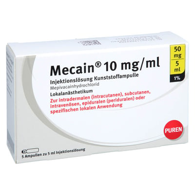 Mecain 1 % 10 mg/ml Injektion Lösung 50 mg/5 ml Luer-Lock Amp Produktbild 1