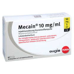 Mecain 1 % 10 mg/ml Injektion 50 mg/5 ml Luer-Lock Ampullen
