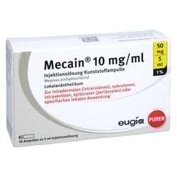 Mecain 1% 10mg/ml Inj. 50mg/5ml Luer-Lock Amp.