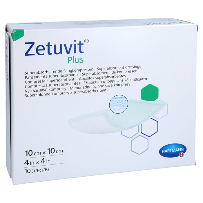 Zetuvit Plus extrastarke Saugkompr.steril 10x10 cm