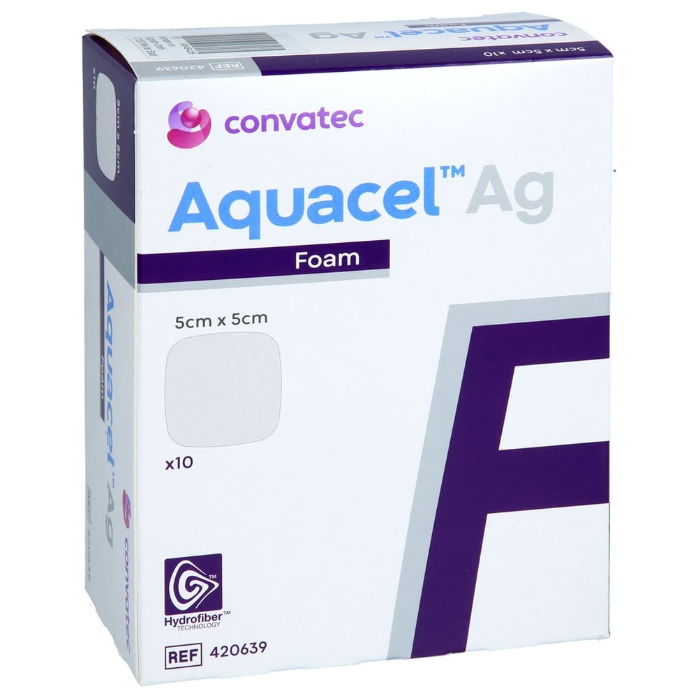 Aquacel Ag Foam nicht adhäsiv 5x5 cm Verband
