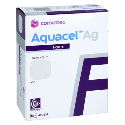 Aquacel Ag Foam nicht adhäsiv 5x5 cm Verband